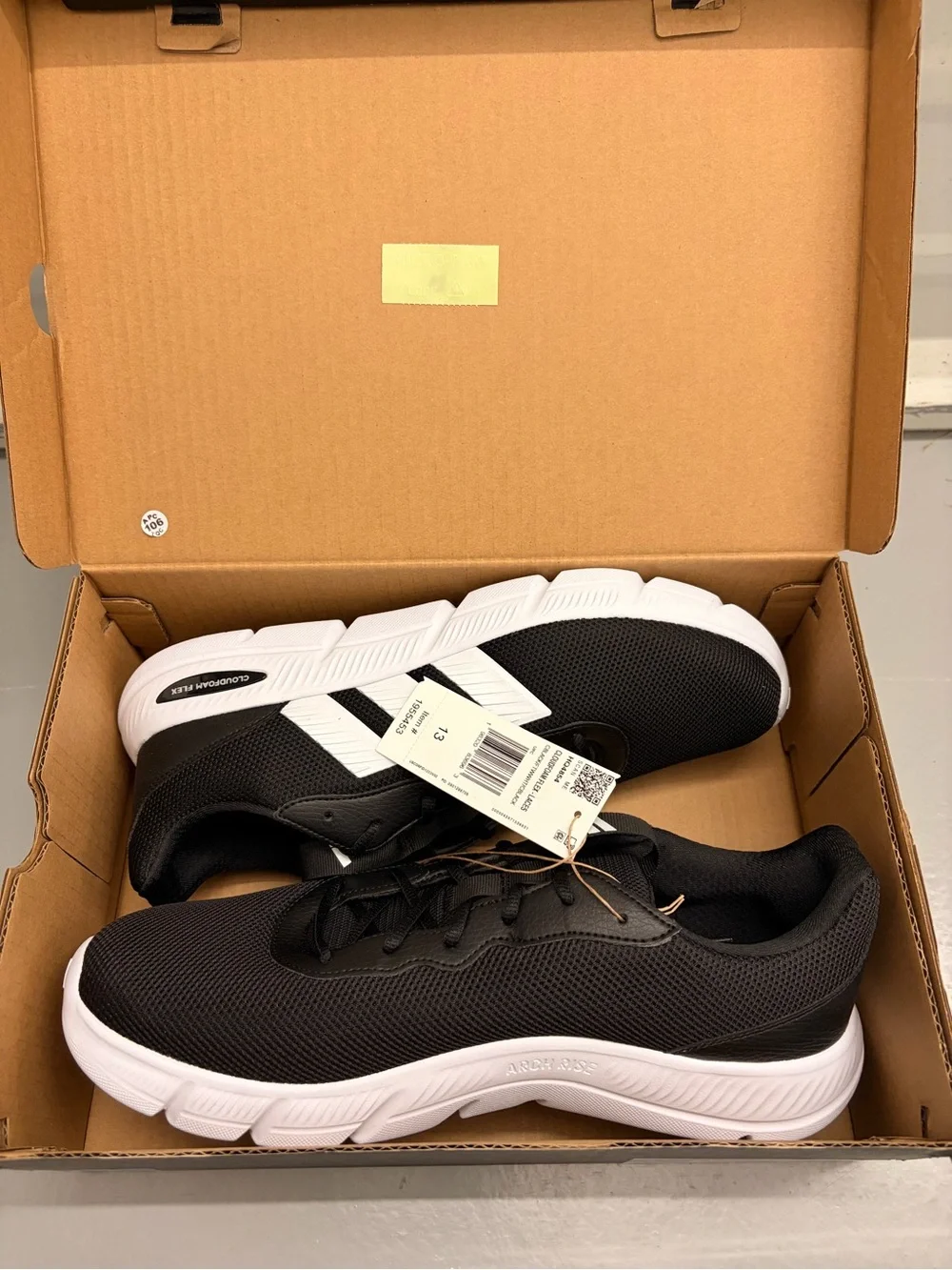 adidas Men's Cloudfoam Flex Laces Running Shoes Black White NIB - Size 13